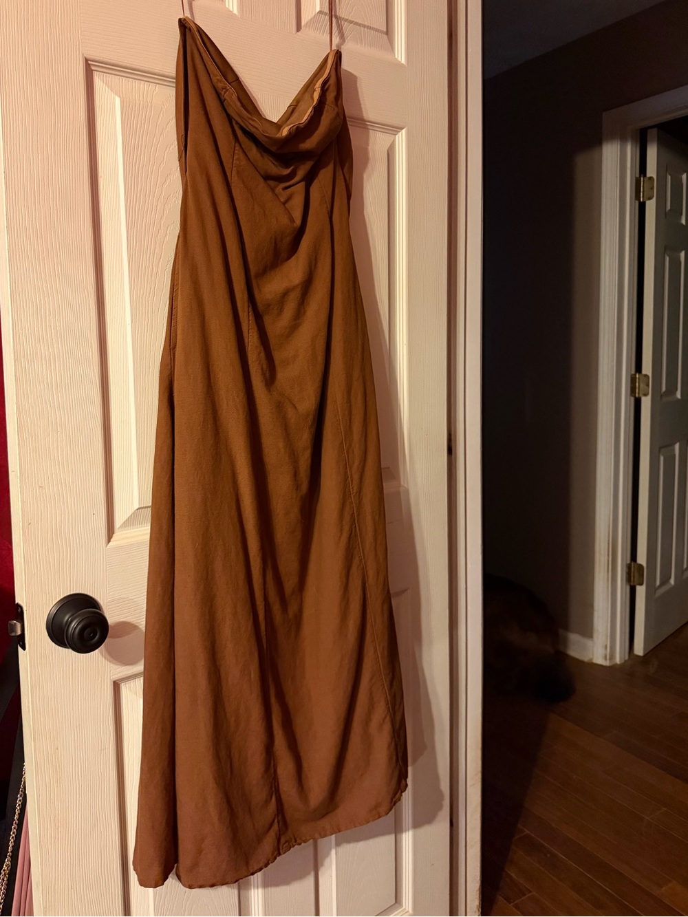 Japna Brown Strapless Maxi Dress, Size M